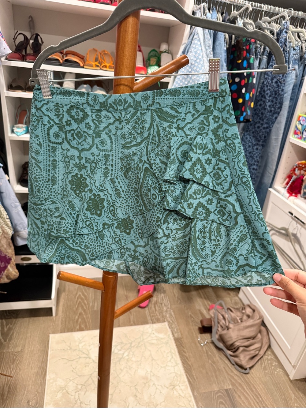 Zara Teal Paisley Ruffle Women’s Skort